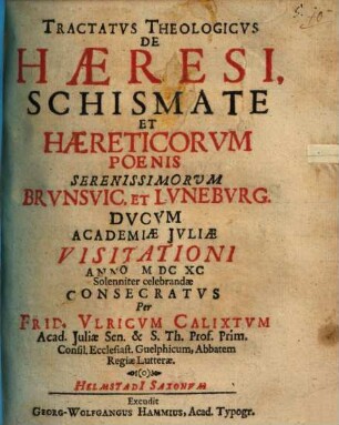 Tractatus theol. de haeresi, schismate et haereticorum poenis