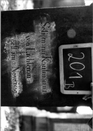 Grabstein 201 (Index: 100110991) Material: Sandstein Zustand: leicht verwittert Maße HxBxT: 127x61x16 cm Beschreibung: Stele, Sockel, Giebel: Grabstein 201B
