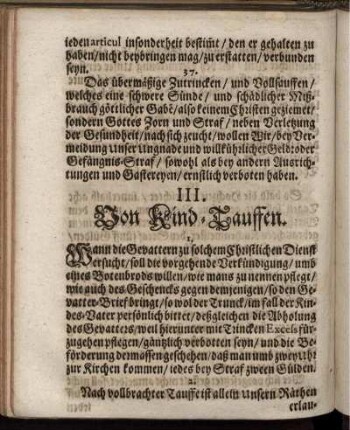 III. Von Kind-Tauffen