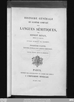 P. 1: Histoire générale des langues sémitiques