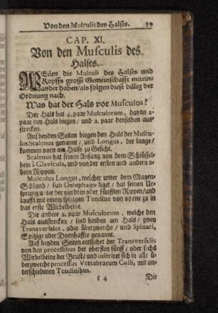 Cap. XI. Von den Musculis des Halses.