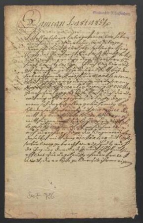 Befehl des Mainzer Kurfürsten Damian Hartard von der Leyen vom 18. September 1678 das Marktrecht und den Wagmeister (Waagemeister) vor Ort betreffend (Abschrift)