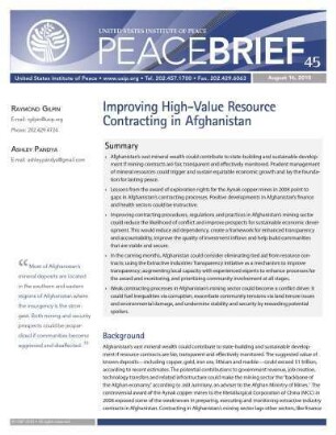 Improving high-value resource contracting in Afghanistan