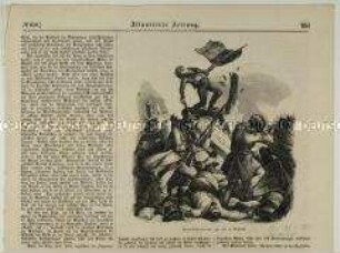 Berliner Barrikadenszene - Seite aus: "Illustrirte Zeitung", Leipzig 1848 (Nr. 250, X. Bd., p. 251)