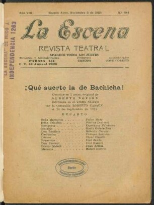 ¡Qué suerte la de Bachicha! : comedia en 3 actos