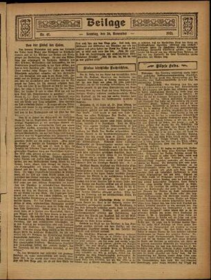 Zweite Ausgabe vom Sonntag, den 20. November 1921.