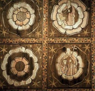 Kassettendecke mit Heiligendarstellungen