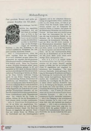 Zwei gravierte Kreuze und sechs gegossene Kruzifixe des XII. Jahrh.