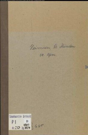 Kirchenbuchduplikat der evangelischen Gemeinde Heimsen, Kreis Minden (GHT 1861-1874) (Gemeinde: Evangelische Gemeinde Heimsen)