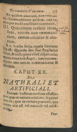 Caput XX. De Naturali Et Artificiali.
