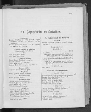 XI. Angelegenheiten des Landgebietes.