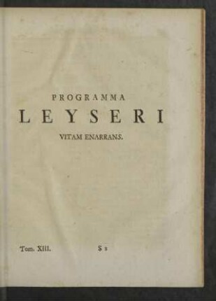 Pragramma Leyseri Vitam Enarrans.