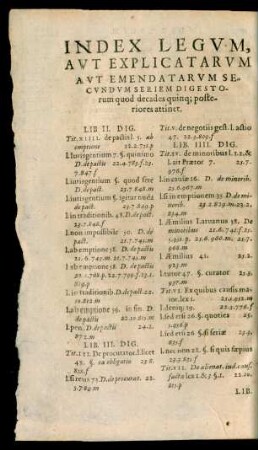 Index Legum, Aut Explicatarum Aut Emendatarum Secundum Seriem Digestorum ...