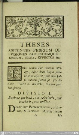 Divisio I. Ratione periculi, aut celerioris, aut lentioris, aut nullius