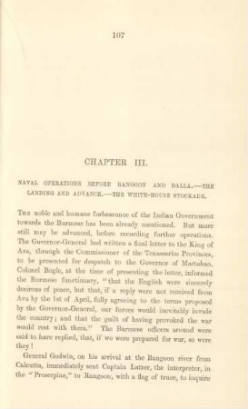 Chapter III. Naval operations before Rangoon and Dalla. - The landing and advance. - The Whit-House Stockade