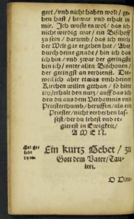 Ein kurtz Gebet/ zu Gott dem Vater/ Tauleri.