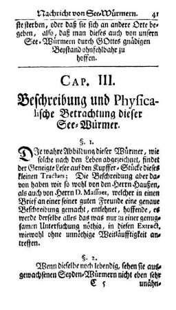 Cap. III. Beschreibung und Physicalische Betrachtung dieser See-Würmer.