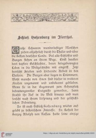 Schloß Hohenburg im Isarthal
