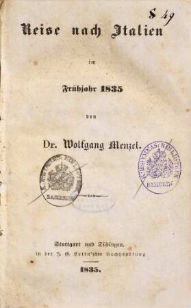 Reise nach Italien im Frühjahr 1835