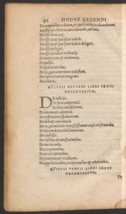 Tituli Secundi Libri Sexti Decretalium.