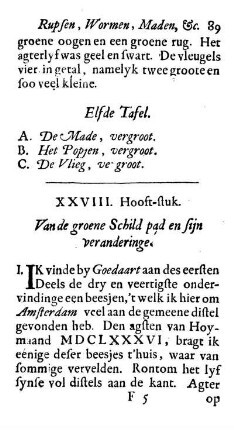 XXVIII. Hooft-stuk. Van de groene Schild pad en sijn veranderinge