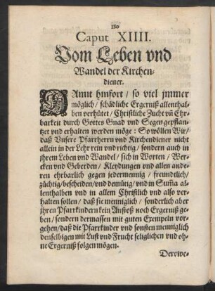 Caput XIIII. Vom Leben und Wandel der Kirchendiener.