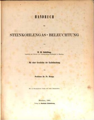 Handbuch für Steinkohlengas-Beleuchtung