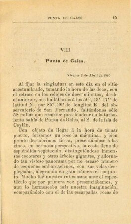 VIII. Punta de Gales