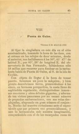 VIII. Punta de Gales
