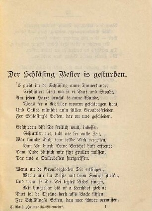 Heimoaths-Bliemeln : Gedichte in schlesischer Mundart von Carl Rath