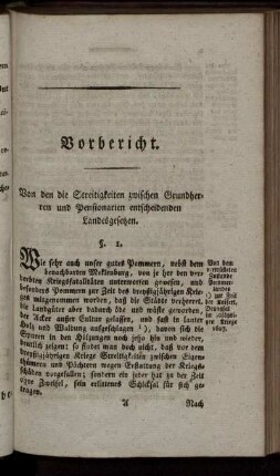 Vorbericht. Von den die Streitigkeiten zwischen Grundherren und Pensionarien entscheidenden Landesgesetzen.