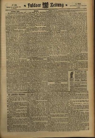 Fünfte Ausgabe vom Samstag, den 10. Dezember 1910.