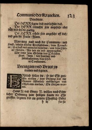 Breutgam und Braut zu trawen und segenen.