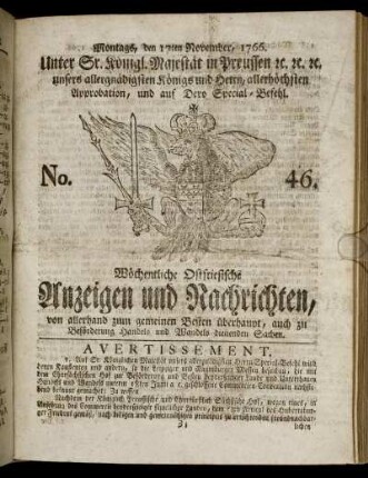 No. 46. Montags, den 17ten November, 1766.
