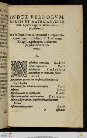 Index verborum, rerum et materiarum, in hoc Opere explicatarum locupletissimus