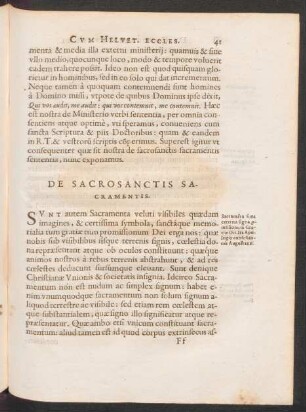 De Sacrosanctis Sacramentis.