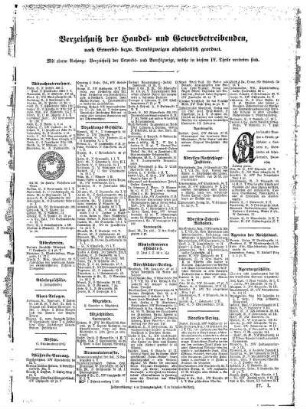[IV.] Verzeichniß der Handel= und Gewerbetreibenden, nach Erwerbs= bezw. Berufszweigen alphabetisch geordnet