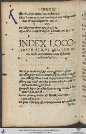 Index Locorum Atque Versuum iuxta alphabeti ordinem