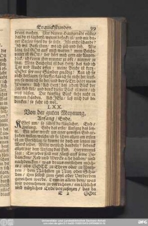 LXX. Vn der guten Meynung. Anfang, Ende.