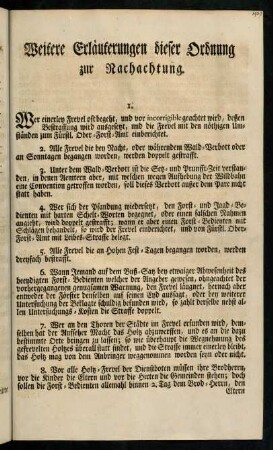 Weitere Erläuterungen dieser Ordnung zur Nachachtung.