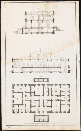 Architekton. Entwürfe aus d. Gebiete d. landwirtschaftl. und ländlichen Baukunst, H.1, Breslau: Grundriss und Schnitte