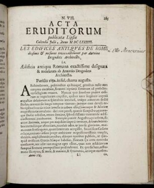 N. VII. [...] Calendis Julii, Anno M DC LXXXIII.