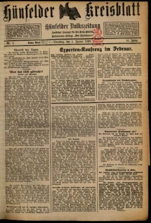 Erste Ausgabe vom Dienstag, den 01. Januar 1929.