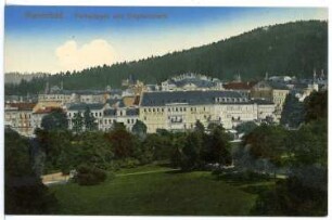 Marienbad. Parkanlagen und Stephanstraße mit Hotel Klinger