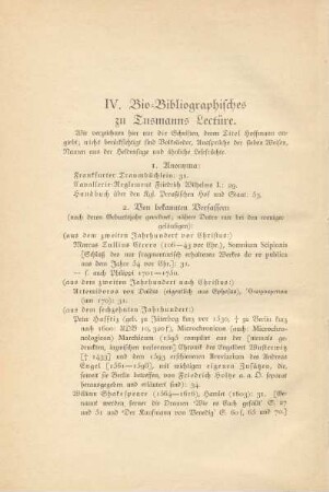 IV. Bio-Bibliographisches zu Tusmanns Lectüre