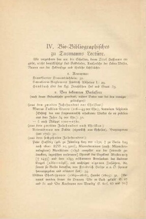 IV. Bio-Bibliographisches zu Tusmanns Lectüre