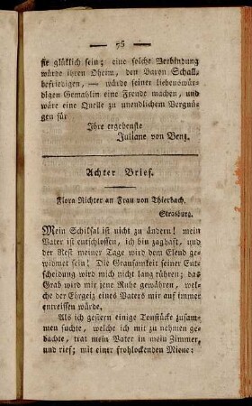 Achter Brief. Flora Richter an Frau von Thierbach