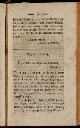 Achter Brief. Flora Richter an Frau von Thierbach