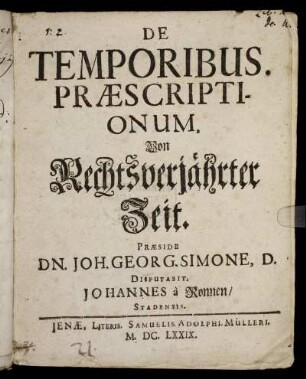 De Temporibus. Praescriptionum