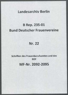 Schriften des Frauenberufsamtes und des BDF